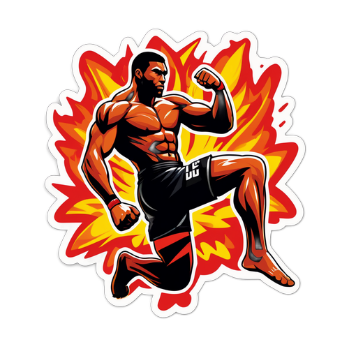 Дизайн наклейки для UFC 322: силует бойца в динамичной позе