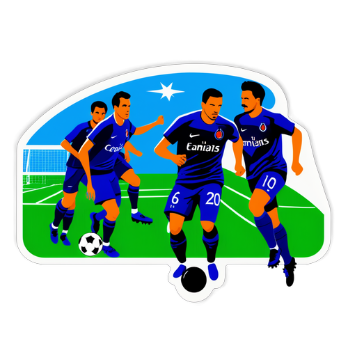 Voetbalveld met spelers van Paris FC