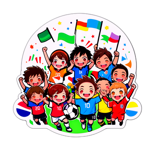 Stiker Anime Ceria Merayakan Gol Sepak Bola