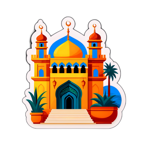 Minimalistowy naklejka inspirowana tradycyjną architekturą Omanu