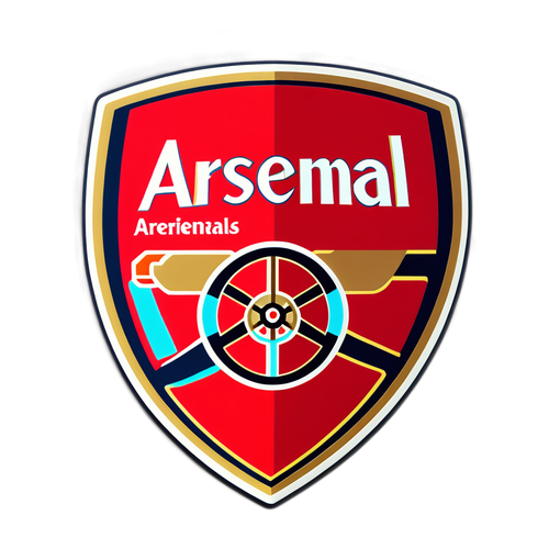 Arsenal-logo med fotbollsdetaljer