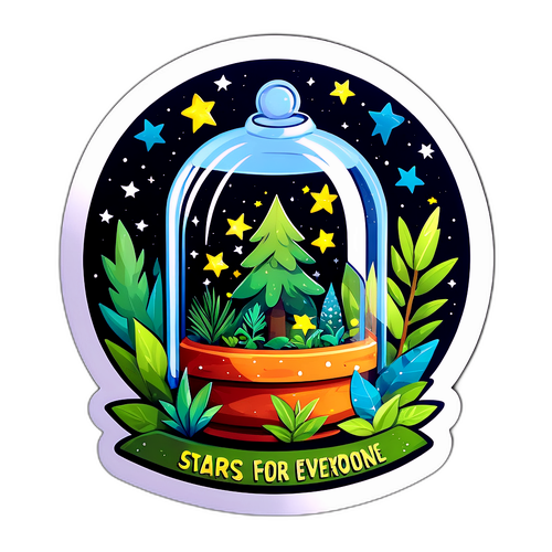 Уникальная этикетка с лесными звездами и террариумом