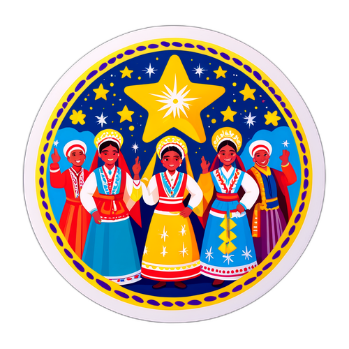 Ілюстрація фестивалю Староскіянтинів з людьми, які святкують у традиційному вбранні