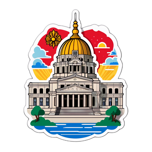 国会議事堂の壮大な外観と政治的象徴を加えたステッカー