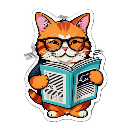 חתול משעשע עם משקפיים קורא עיתון