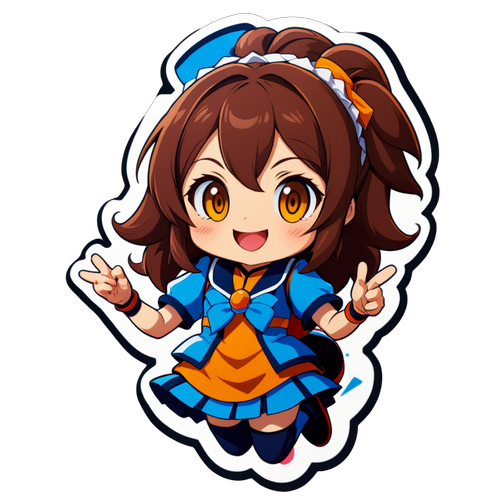 ウマ娘キャラクターがローソンの商品を楽しむステッカー