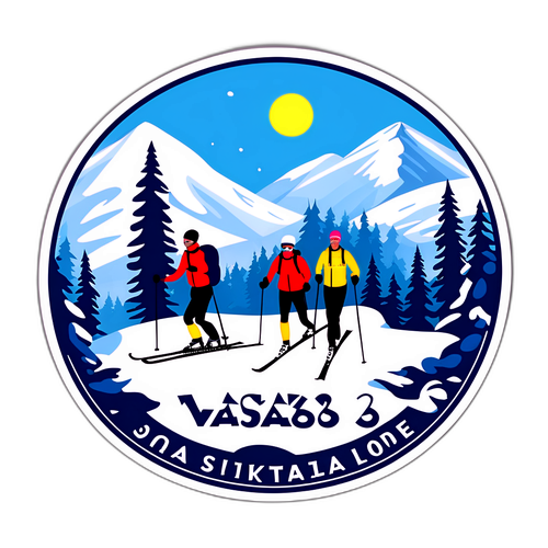 Et koselig vinterlandskap med langrennskiere