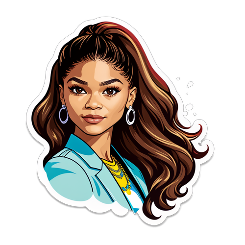 Ilustración de Zendaya con fondo artístico que representa diversidad e inclusión en la moda