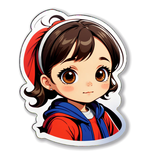 Charming, Cute Girl in Hoodie Sticker