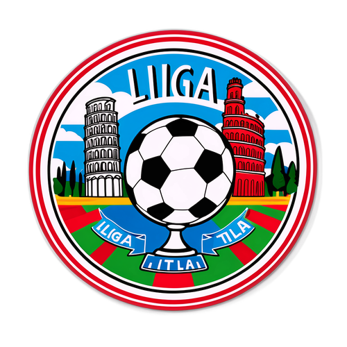 Logo Liga Italia dengan Landmark Ikonik dan Bola Sepak