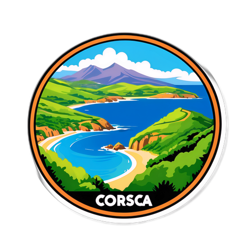 Sticker mit der malerischen Landschaft von Korsika