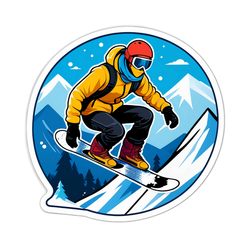 Dynamic Snowboarding Sticker