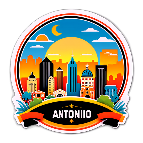 Affascinante rappresentazione dello skyline di San Antonio al tramonto