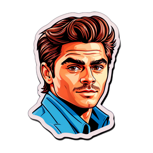 Stilisiertes Porträt von Zac Efron im Pop-Art-Stil