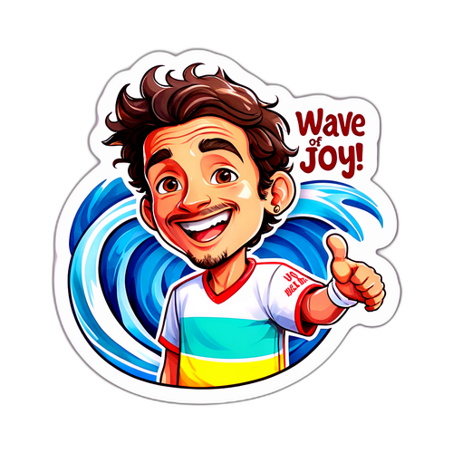 Rafa w stylu akwarelowym z hasłem "Fala radości!"