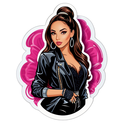 Een stijlvolle sticker van Nabilla in een glamoureuze setting