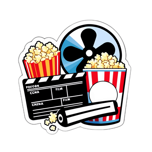 Chic filmreel med popcorn och klappa