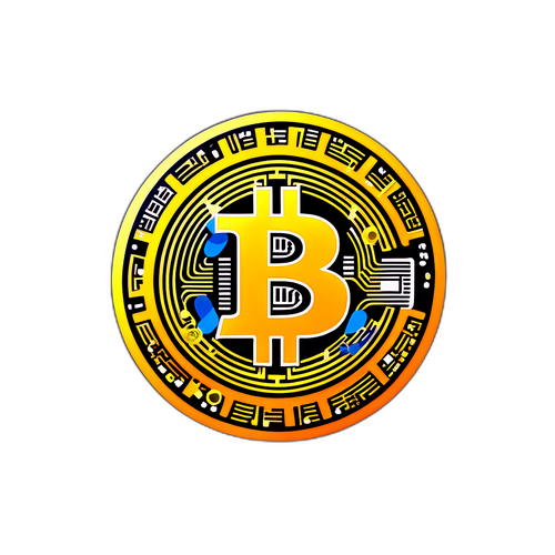 Autocollant à thème Bitcoin en forme de pièce fictive