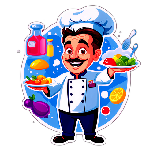 Cartoonische weergave van een beroemde chef
