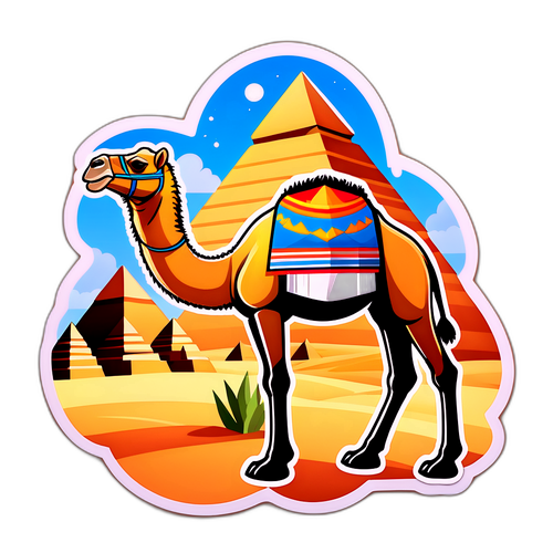 Смешная иллюстрация Каира в виде дружелюбного верблюда