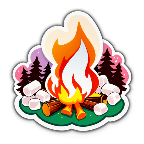 Cozy Campfire Scene with Marshmallows Roasting