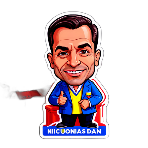 Caricatură a lui Nicușor Dan în tricolorul românesc