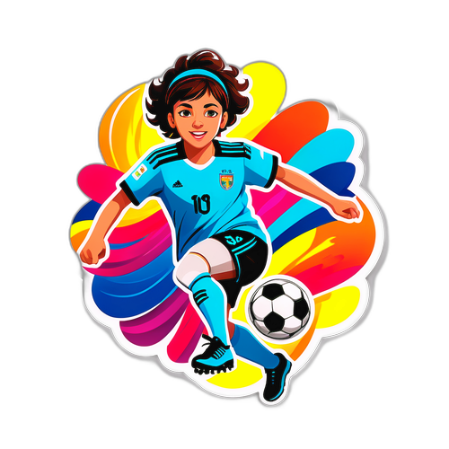 En dynamisk illustrasjon av Aitana Bonmatí med fotball