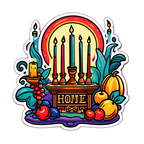 Altar Truyền Thống với Nến và Trái Cây