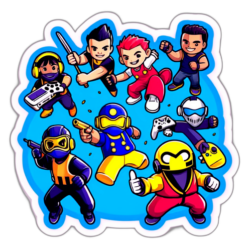 Adesivo per giochi multiplayer con personaggi diversi