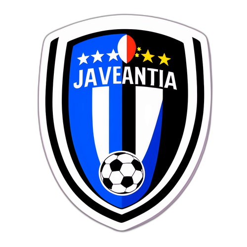 축구 스티커: 유벤투스와 아탈란타 팀 색상으로 조화롭게 배열된 스티커