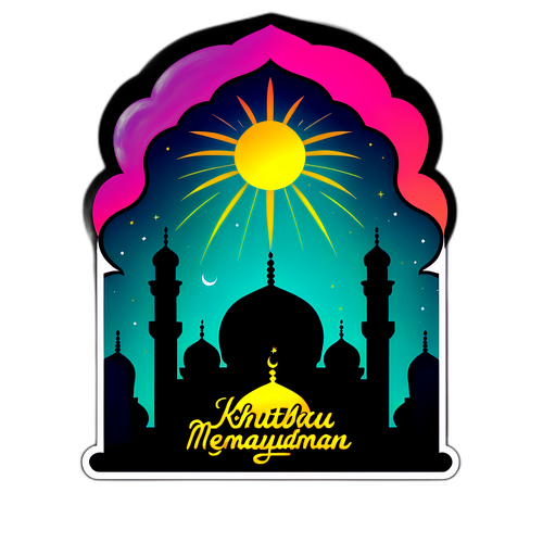 Silhouette Masjid dengan Cahaya dan Teks Khutbah Jumat