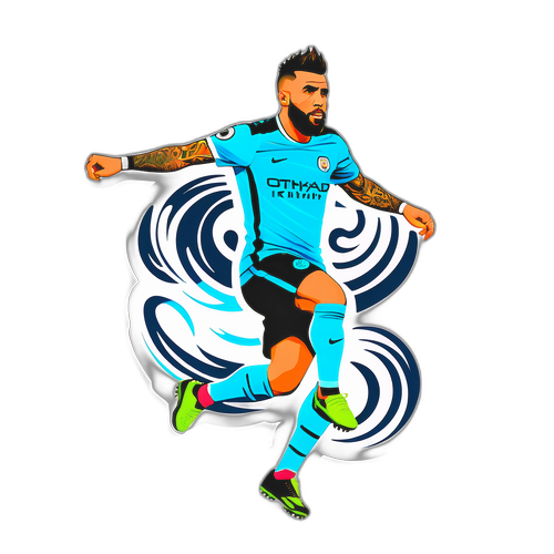 Actionfyllt klistermärke av Otamendi i dramatisk defensiv pose