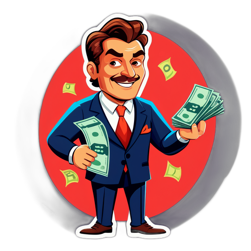 Фонбет: карикатурный букмекер в деловом костюме