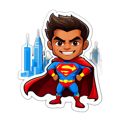 A Fun Caricature-Style Superhero Sticker