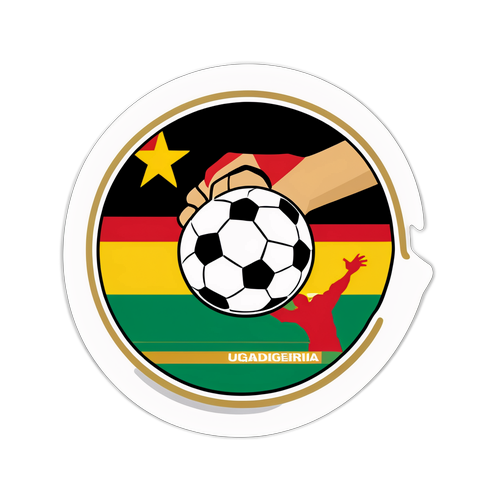 Een sticker die de opwinding van de wedstrijd Uganda - Algerije vangt