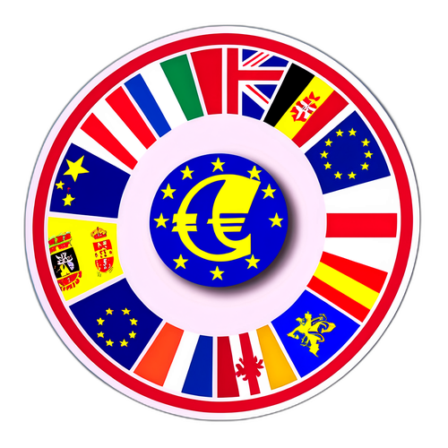 Adesivo Temático do Euro com Bandeiras Europeias