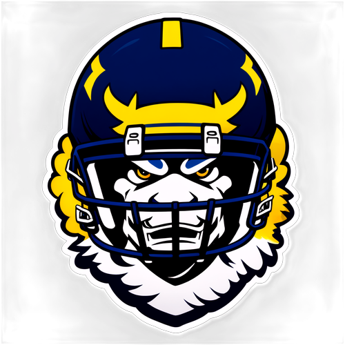 Navy Football Sticker featuring Strong Mascot