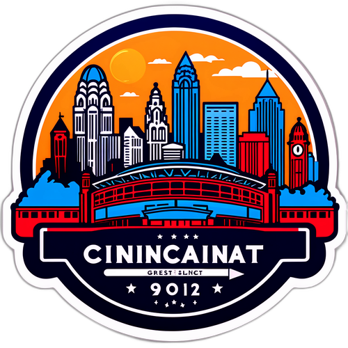 Cincinnati-tema klistermærke med byens skyline