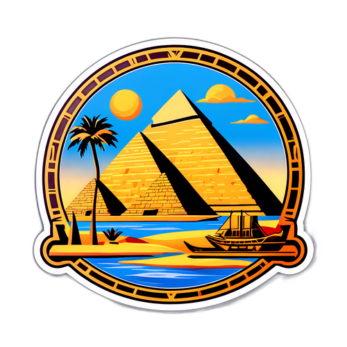 Sticker do Egito com Pirâmides e o Rio Nilo