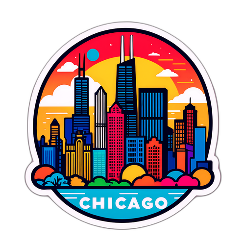 Sticker que celebra la ciudad de Chicago