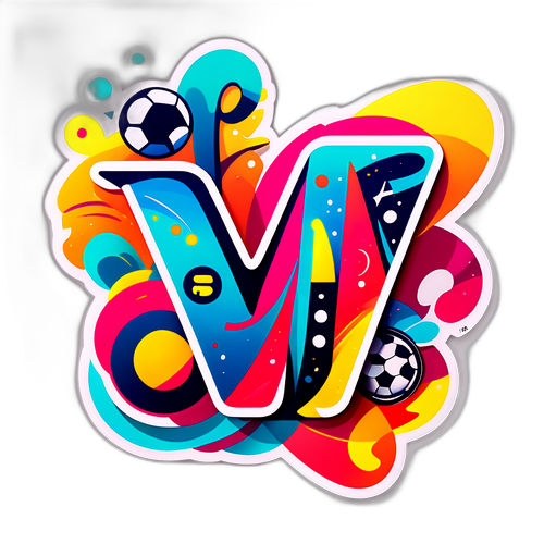 Abstrakt na Disenyo ng Letrang 'M' na May Elemento ng Iba't Ibang Isports