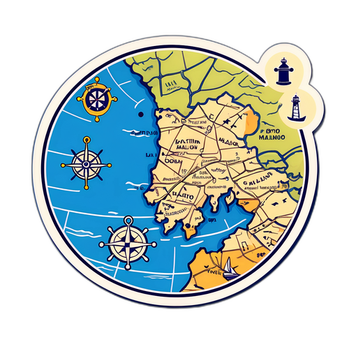 Античная морская карта с современными элементами, показывающая матч между Порту и Мальмё