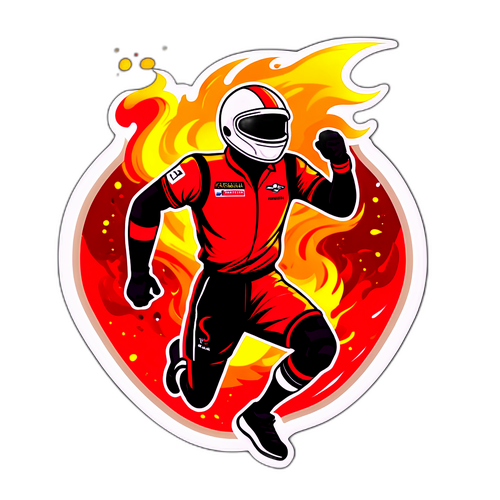 Người chơi trong không gian đỏ lửa với ruy băng "Nhà vô địch"