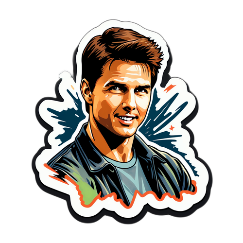 Sticker z Tomem Cruisem w nostalgicznym stylu