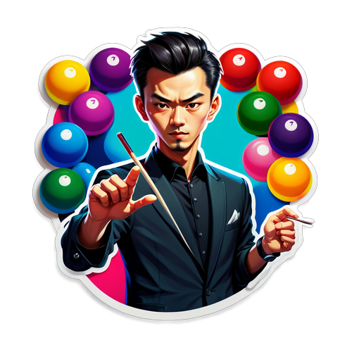 Tyylikäs tarra Zhao Xintongista snooker-asennossa