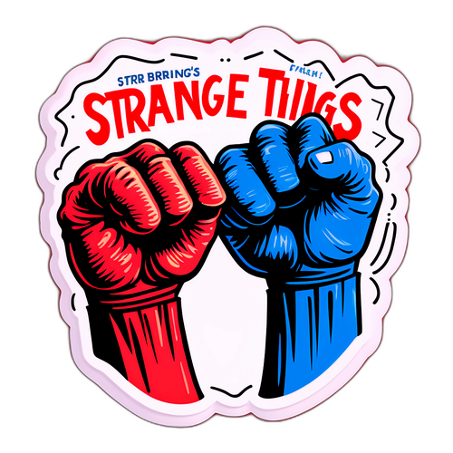 Autocollant représentant le geste emblématique du 'Fist Bump' de la série 'Stranger Things'