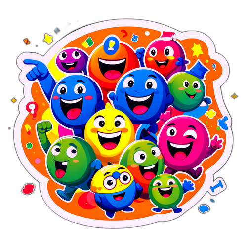 Śmieszna karta z aukcji Lotto z uśmiechniętymi postaciami i radosnymi liczbami