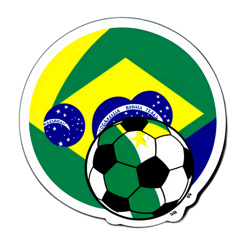Adesivo Retrô da Bandeira Brasileira e Futebol