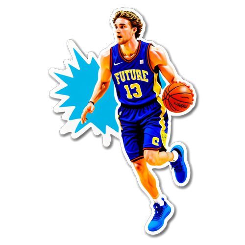 Create a sticker showcasing Cooper Flagg in action on a basketball court with the text 'Future Star!'