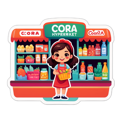 Schattige illustratie van hypermarket Cora